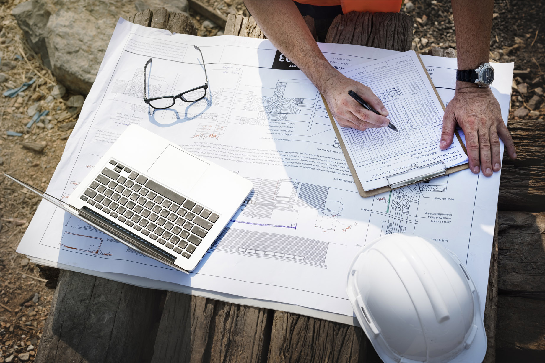 Site engineer on a construction site